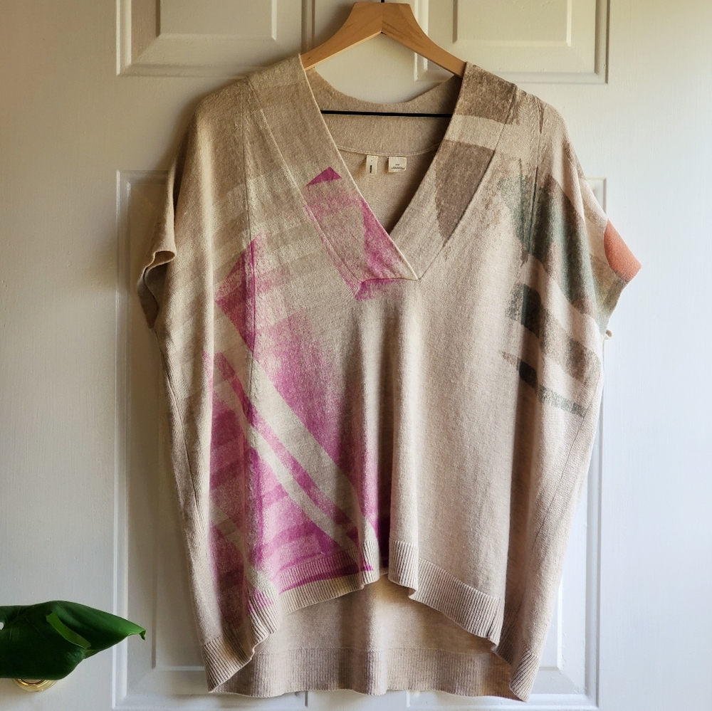 Anthropologie Moth Cap Sleeve Beige Oversize XS